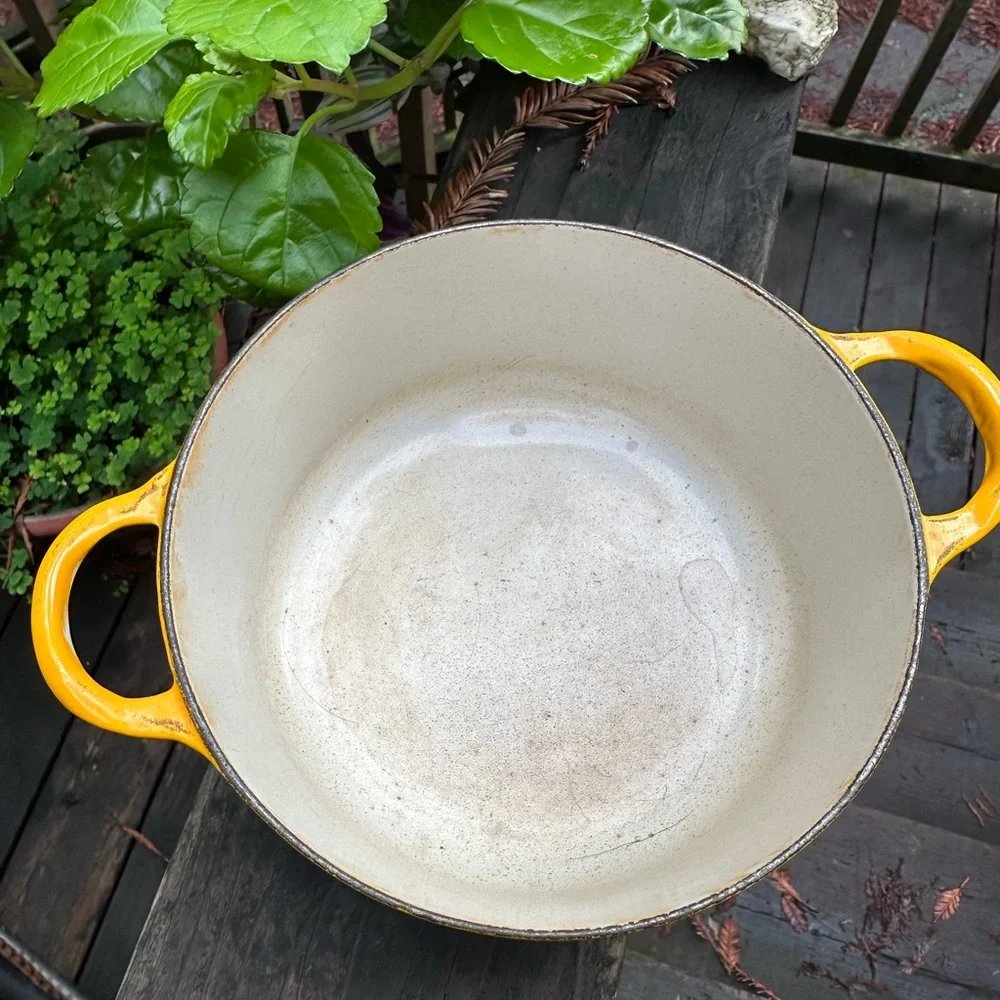 Vintage Marigold Le Creuset Dutch Oven, 2-Quart Enameled Cast Iron